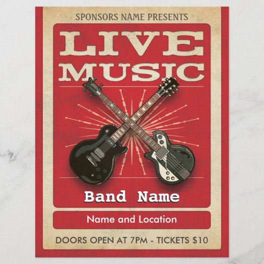 Live Music Two Gitarre Flyer Red (Vorne)