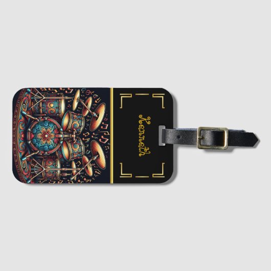 Live Music Vibes in Blue & Gold Gepäckanhänger (Vorderseite (Horizontal))