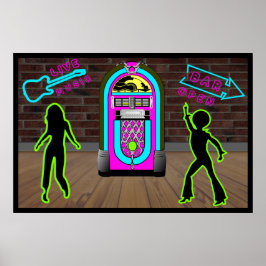 Live-Musik in einer Bar mit Jukebox Poster