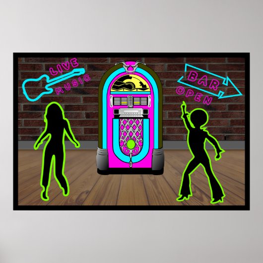 Live-Musik in einer Bar mit Jukebox Poster (Vorne)