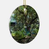 Live Oak-Baum und klassisches Fahrrad Keramik Ornament (Rechts)