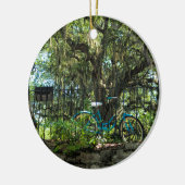 Live Oak-Baum und klassisches Fahrrad Keramik Ornament (Links)
