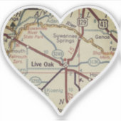 Live Oak FL Map Aufkleber (Vorderseite)