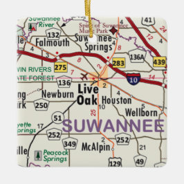 Live Oak Florida Karte Keramikornament