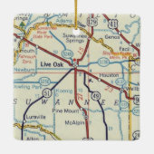 Live Oak Suwannee River Map Keramikornament (Rückseite)