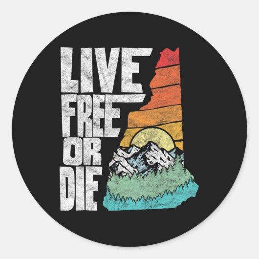 Live Or Die Retro New Hampshire Nature Runder Aufkleber (Vorderseite)