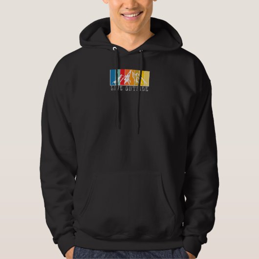 Live Outside Retro Mountain Front und Back Hoodie (Vorderseite)