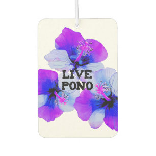 Live Pono Hawaiianischer Hibiskus Lila Blau Blumen Autolufterfrischer