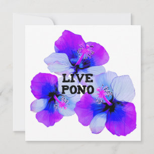 Live Pono Hawaiianischer Hibiskus Lila Blau Blumen Karte