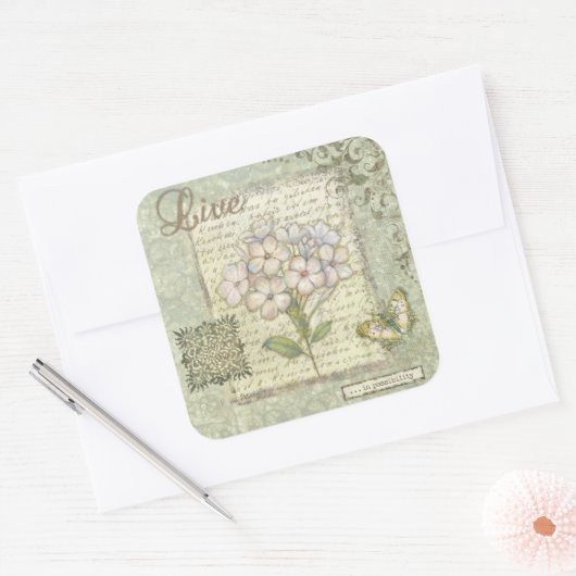 Live Quadratischer Aufkleber (Umschlag)