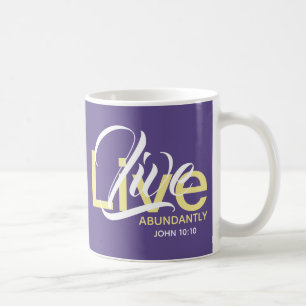Live reichlich John 10:10 Lila benutzerdefinierte  Kaffeetasse