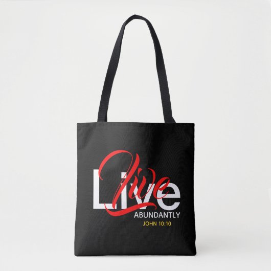 Live reichlich John 10:10 Monogram Scripture Tasche (Vorderseite)