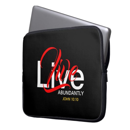 Live reichlich John 10:10 Scripture Laptopschutzhülle (Vorderseite Links)