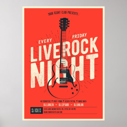 Live Rock night music Poster Ankündigung (Vorne)