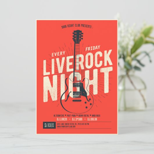 Live Rock Night Music Werbeaktion Flyer Ankündigun Einladung (Stehend Vorderseite)