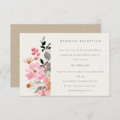 Live rosa florale Hochzeitsempfehlung Begleitkarte (Vorne/Hinten)