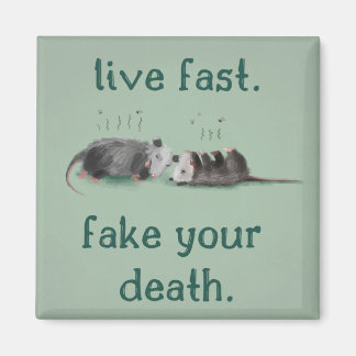 Live schnell. Fake deinen Tod. Opossum Magnet
