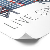 Live Simple Quote Nautic Summer Beach Hut Poster (Ecke)