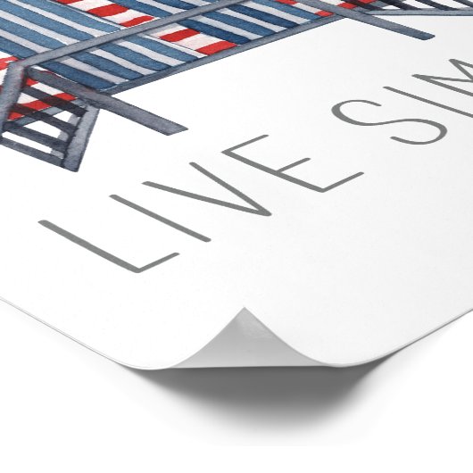 Live Simple Quote Nautic Summer Beach Hut Poster (Ecke)