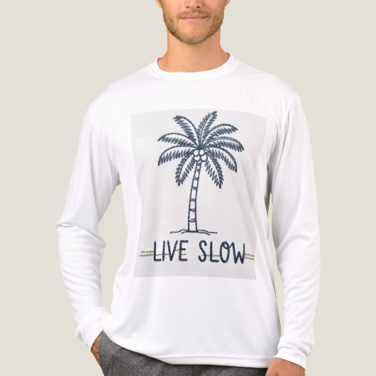 "Live Slow" Palm Tree Embroidery Design - Tropical Tri-Blend Shirt (Vorderseite)