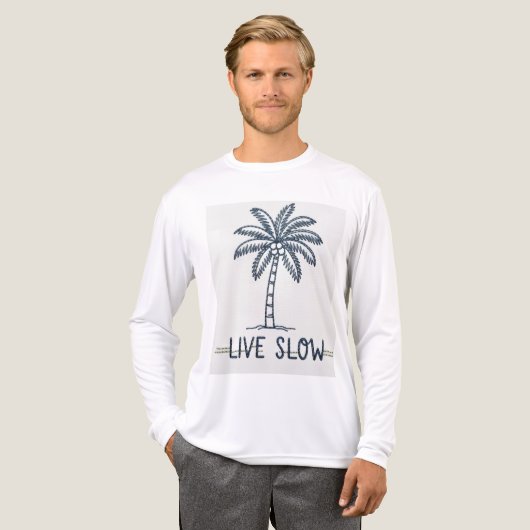 "Live Slow" Palm Tree Embroidery Design - Tropical Tri-Blend Shirt (Vorderseite komplett)