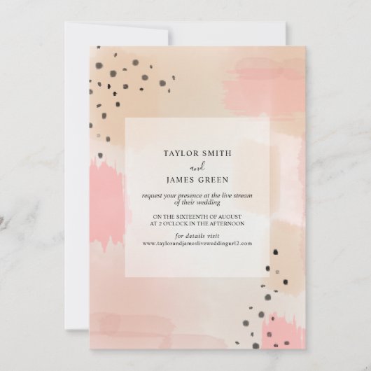 Live Stream Virtual Wedding Abstrakt Pink Einladung (Vorderseite)