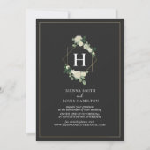 Live Stream Virtual Wedding Gray Floral Monogramm Einladung (Vorderseite)