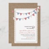 Live Stream Virtual Wedding Lace Bunting Burlap Einladung (Vorne/Hinten)