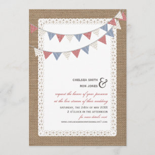 Live Stream Virtual Wedding Lace Bunting Burlap Einladung