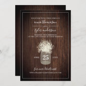 Live Stream Virtual Wedding Rustic Mason Jar Wood Einladung (Vorne/Hinten)