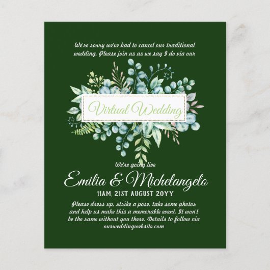 Live-Streaming-Einladungen für Virtual Wedding-Vid (Vorderseite)