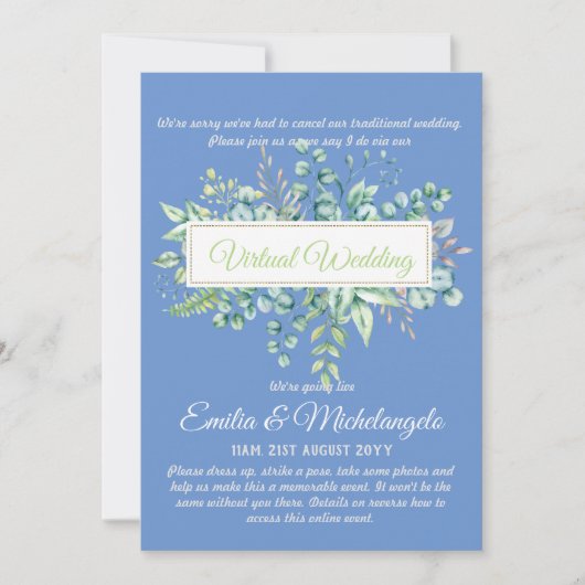 Live-Streaming-Einladungen für Virtual Wedding-Vid (Vorderseite)