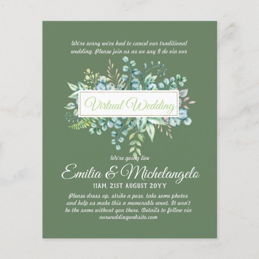 Live-Streaming-Einladungen für Virtual Wedding-Vid (Vorderseite)