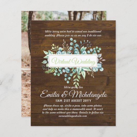 Live-Streaming-Einladungen für Virtual Wedding-Vid (Vorne/Hinten)