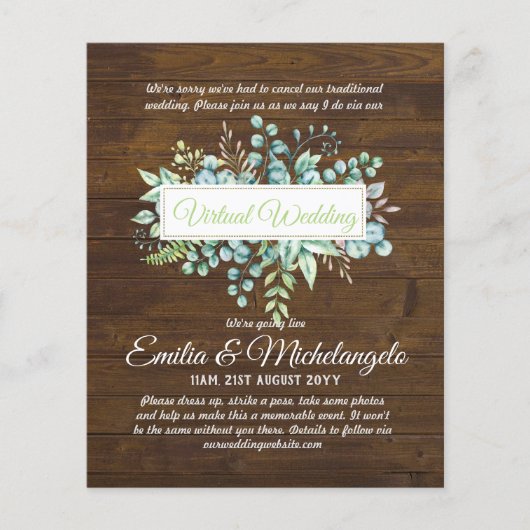 Live-Streaming-Einladungen für Virtual Wedding-Vid (Vorderseite)