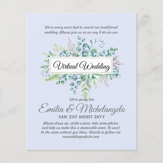 Live-Streaming-Einladungen für Virtual Wedding-Vid (Vorderseite)