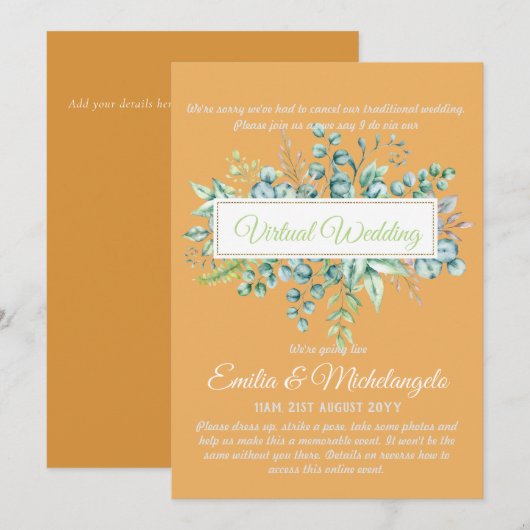 Live-Streaming-Einladungen für Virtual Wedding-Vid (Vorne/Hinten)