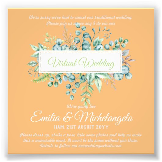 Live-Streaming-Einladungen für Virtual Wedding-Vid Fotodruck (Vorne)