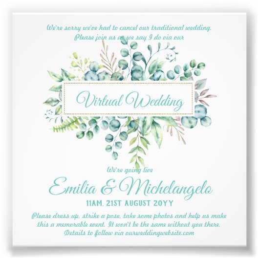 Live-Streaming-Einladungen für Virtual Wedding-Vid Fotodruck (Vorne)