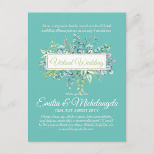 Live-Streaming-Einladungen für Virtual Wedding-Vid Postkarte