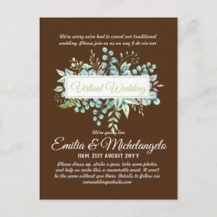 Live-Streaming-Einladungen für Virtual Wedding-Vid Postkarte