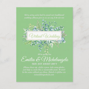 Live-Streaming-Einladungen für Virtual Wedding-Vid Postkarte