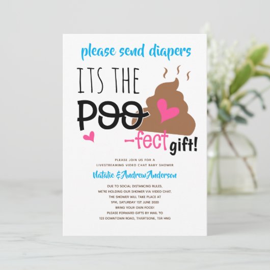 Live-Streaming Kinderdusche per Video-Chat Mail Ge Einladung (Stehend Vorderseite)