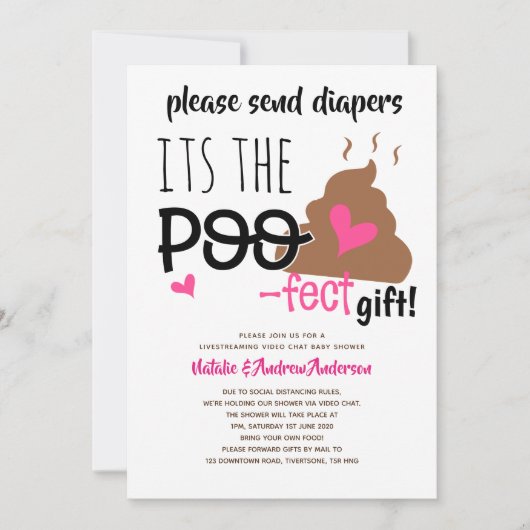 Live-Streaming Kinderdusche per Video-Chat Mail Ge Einladung (Vorderseite)