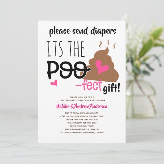 Live-Streaming Kinderdusche per Video-Chat Mail Ge Einladung (Stehend Vorderseite)