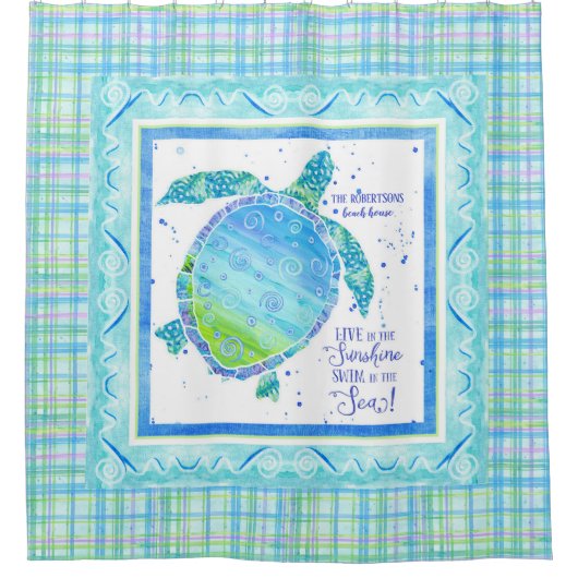 Live Sunshine Swim Sea Schildkröten Strand Wasserf Duschvorhang (Vorderseite)