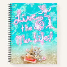 Live the Mer Life - Ocean Muschel Beach Notebook