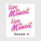 Live the Moment farbenfroher Text Slogan Aufkleber (Blatt)