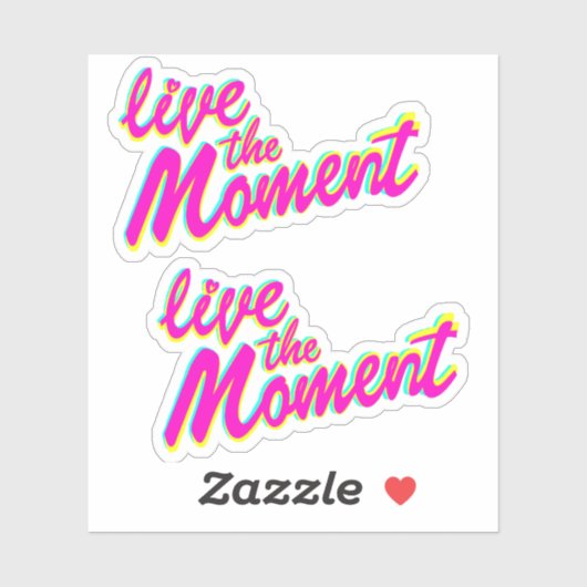 Live the Moment farbenfroher Text Slogan Aufkleber (Blatt)