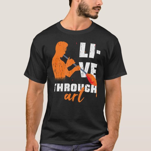 Live Through Artistic Glashimmel-Zitat T-Shirt (Vorderseite)